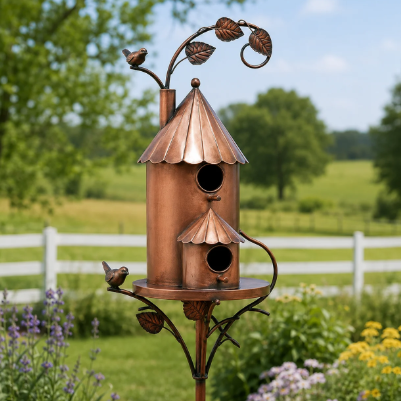 Handmade Metal Birdhouse Garden Stakes❤🐦 (Handmade by Jordan Maynard®)