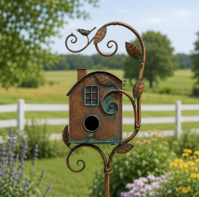 Handmade Metal Birdhouse Garden Stakes❤🐦 (Handmade by Jordan Maynard®)