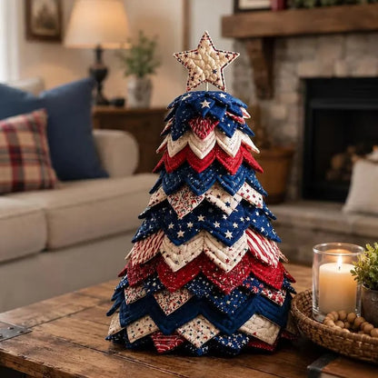 🎄🧵Americana Christmas Tree Quilt Kit – Easy Layered Fabric Holiday Décor for Quilting Lovers