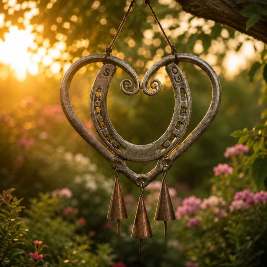 ❤🐎The Horseshoe Heart Wind Chime -- from the hands of that resilient veteran