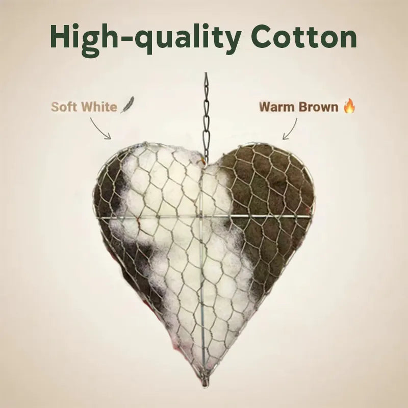 🔥☁ Handmade Cotton Bird Nesting Heart🏡💕 Refillable Design♻️