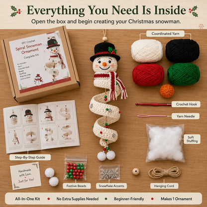 ☃️ Crochet Snowman Spiral Ornament DIY Kit