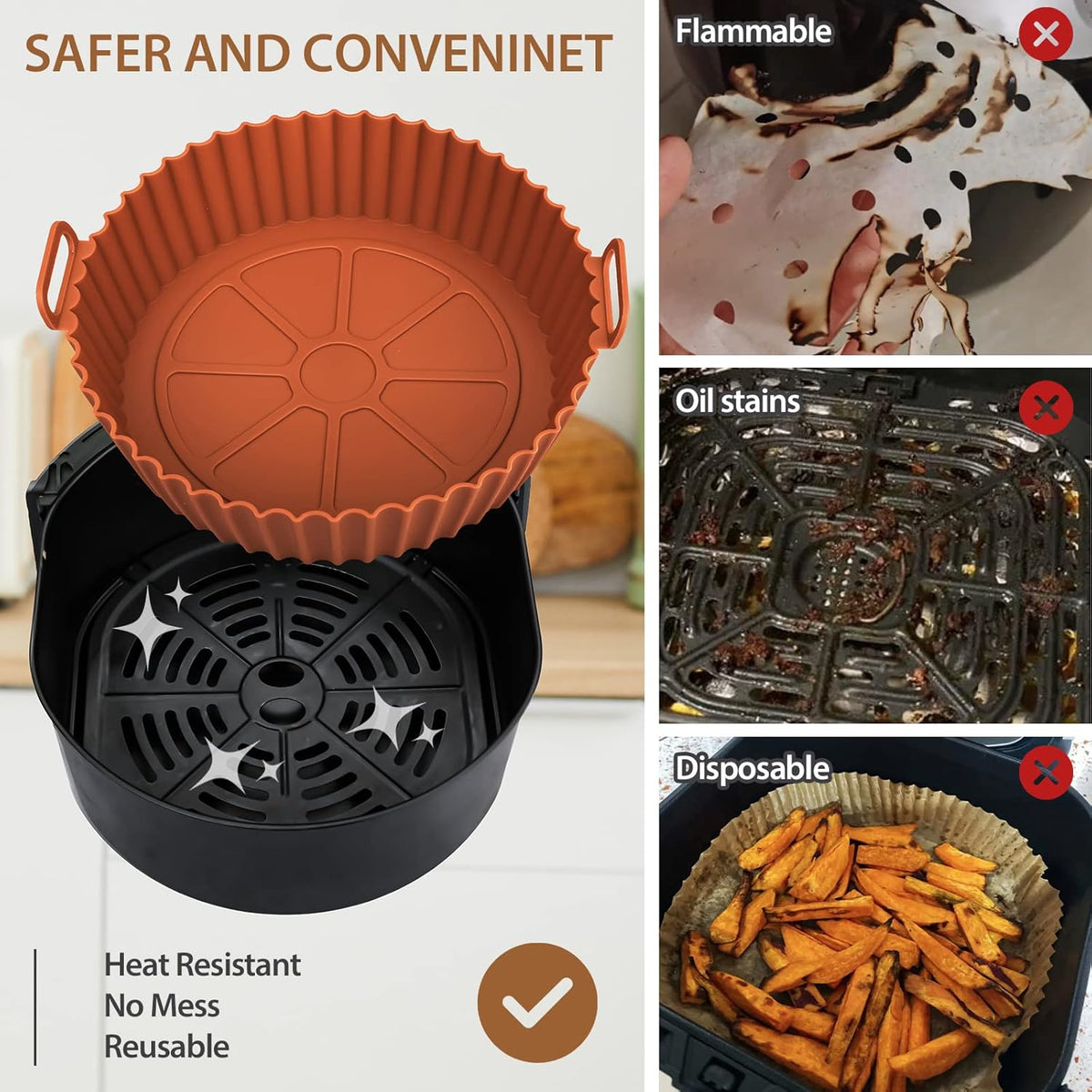 Silicone Air Fryer Baking Tray – Non-Stick & Easy to Clean