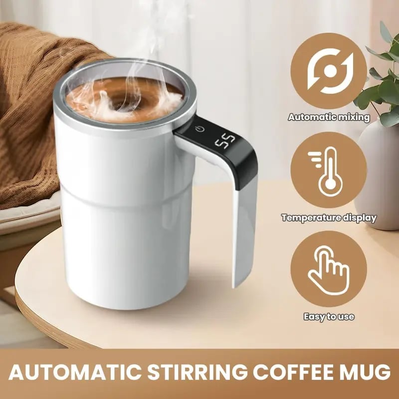 🎁☕️Magnetic Stirring Mug — USB Charging, Temp Display, 380ml