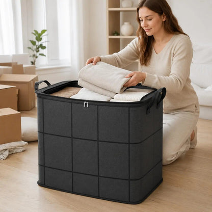 🎁 Large Capacity Zippered Fabric Organizer for Bedding & Clothes