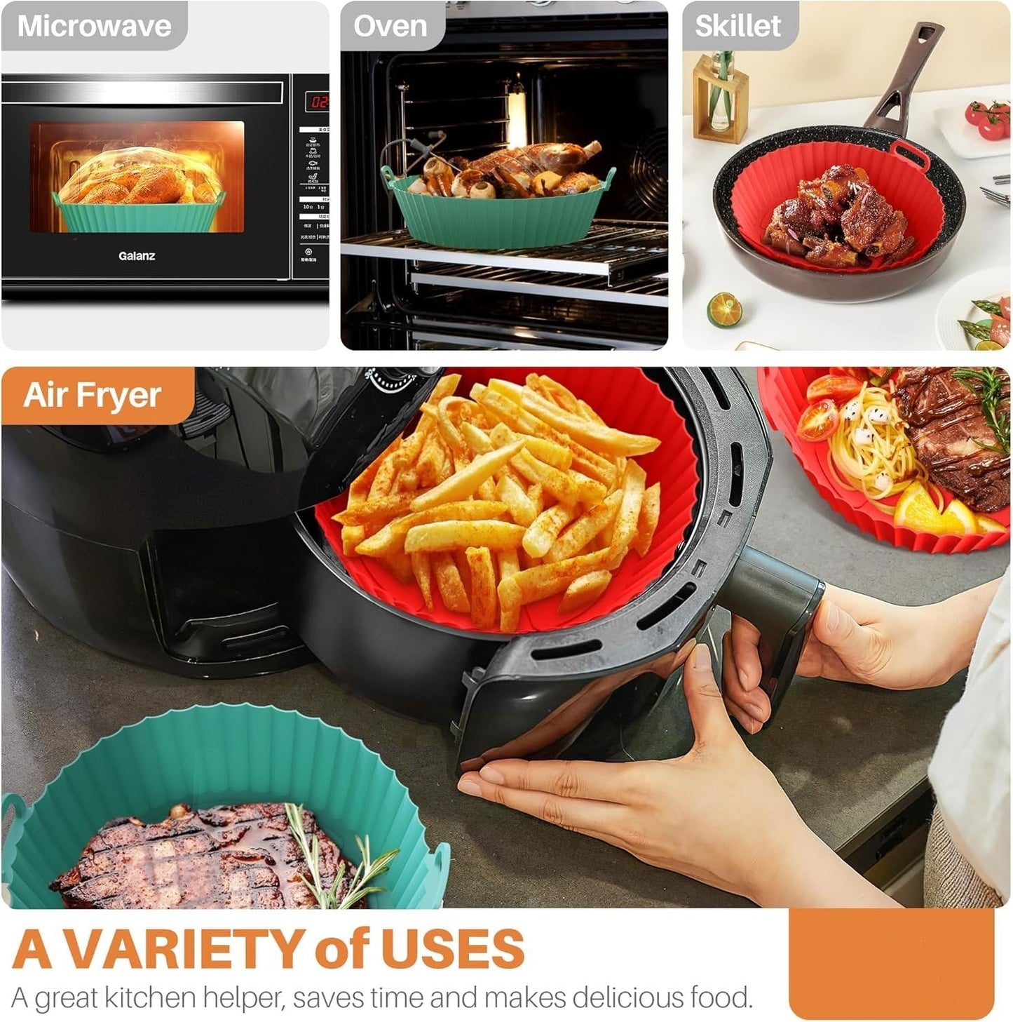 Silicone Air Fryer Baking Tray – Non-Stick & Easy to Clean
