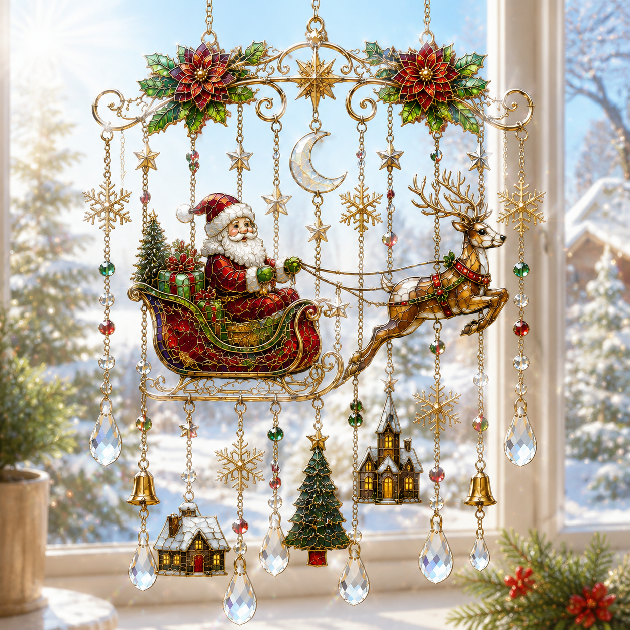🔥Handmade Christmas Stained Glass Window Hanging