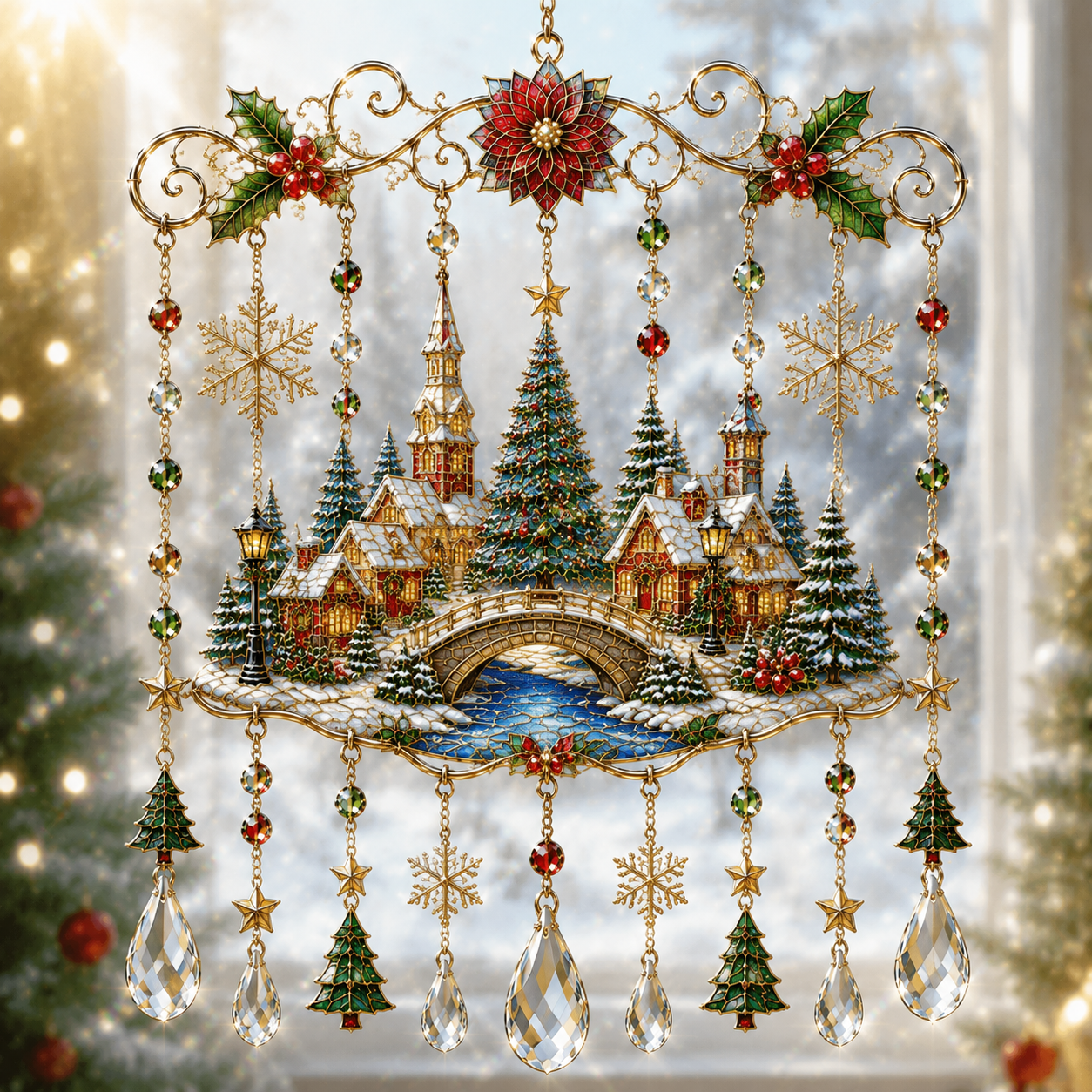 🔥Handmade Christmas Stained Glass Window Hanging