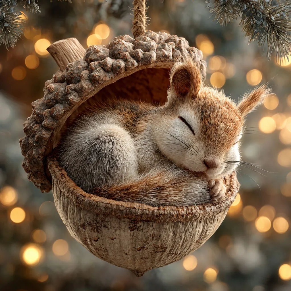 🎁❤️ Forest Animal Acorn Ornaments – Cozy Forest Christmas Ornaments ( 2D )