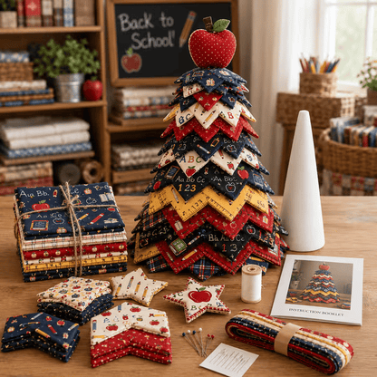🎄🧵Americana Christmas Tree Quilt Kit – Easy Layered Fabric Holiday Décor for Quilting Lovers