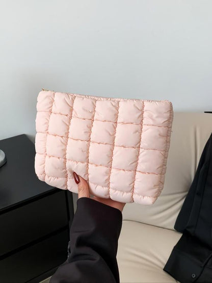🔥Solid‑Color Puffy Quilted Clutch, Large‑Capacity Everyday Purse