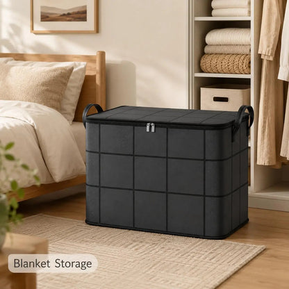 🎁 Large Capacity Zippered Fabric Organizer for Bedding & Clothes