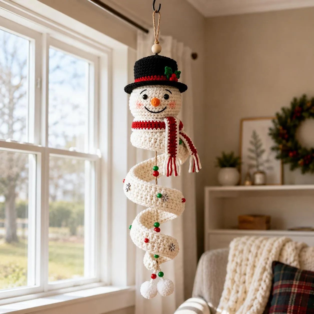 ☃️ Crochet Snowman Spiral Ornament DIY Kit