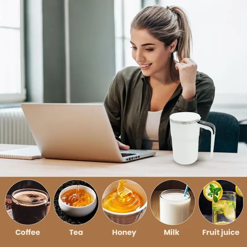 🎁☕️Magnetic Stirring Mug — USB Charging, Temp Display, 380ml