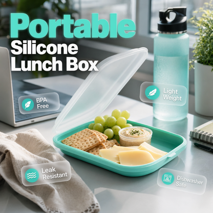 🍱✨ Portable Food Grade Silicone Lunch Box ! BPA-free, leak-proof, foldable – perfect for work, travel & picnics. 🔥💪