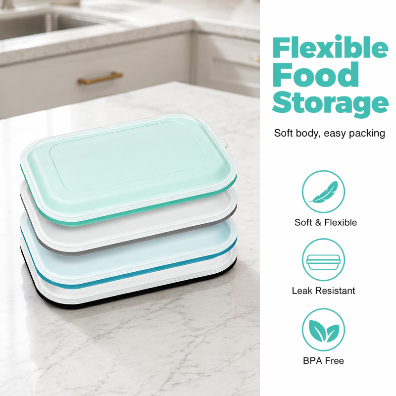 🍱✨ Portable Food Grade Silicone Lunch Box ! BPA-free, leak-proof, foldable – perfect for work, travel & picnics. 🔥💪